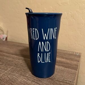 Rae Dunn Red Wine and Blue Travel Coffee Tea Cup Fourth of July 4th Patriotic